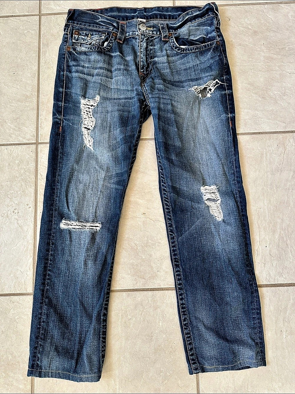 True Religion World Tour Section Skinny Jeans Blue Waist 34